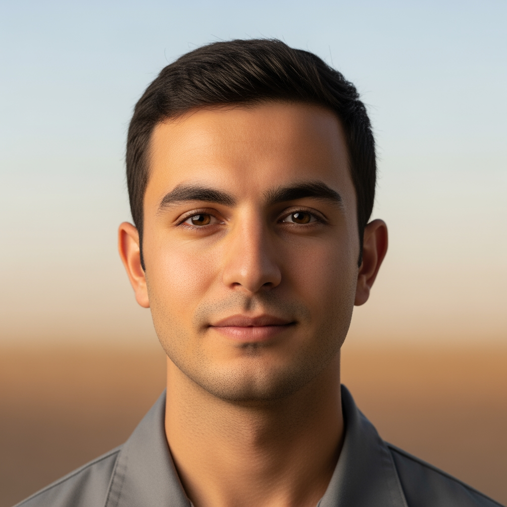 Genç teknisyen Kerem temiz ve profesyonel görünümüyle