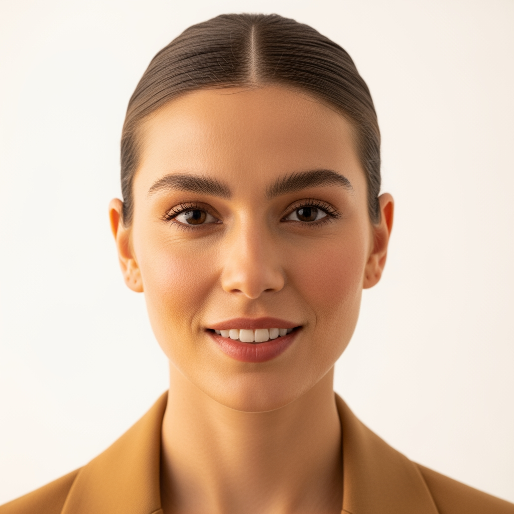 Tekstil uzmanı Selin sıcak gülümsemesiyle profesyonel portrede